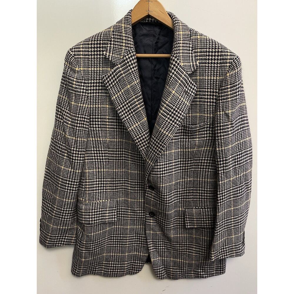 Vtg Ballantyne Blazer Sport Coat Jacket 100% Cashmere USA Scotland Plaid